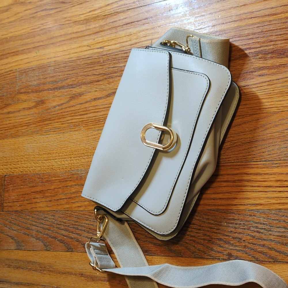 Gray Faux Leather Crossbody